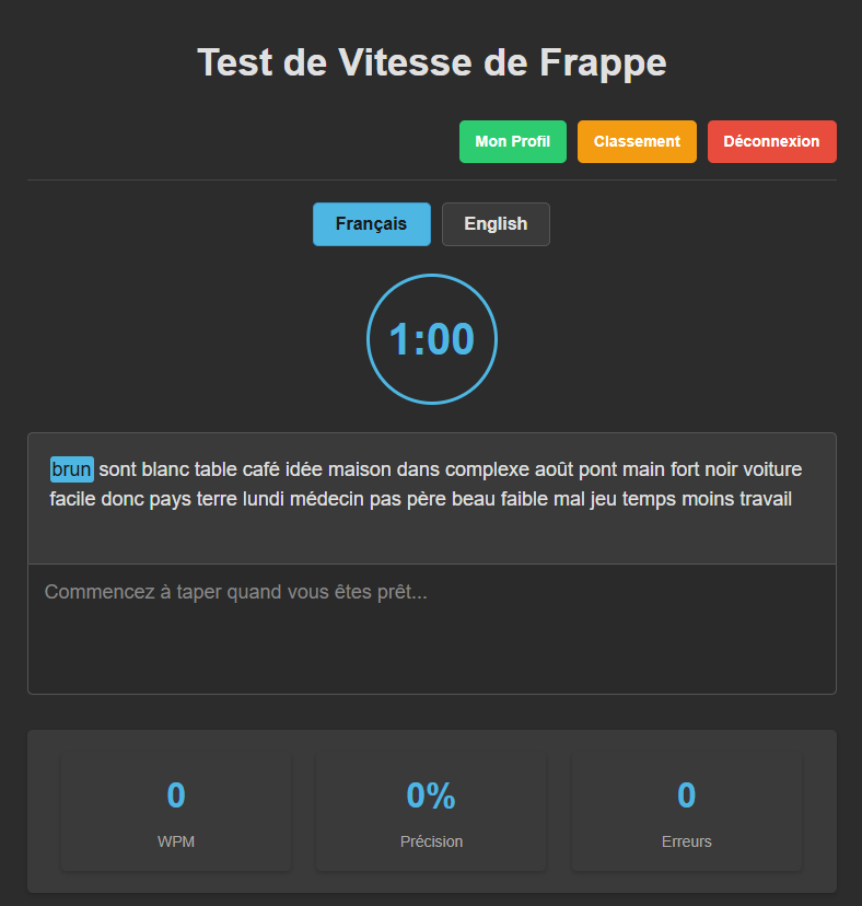 Fast typing Menu