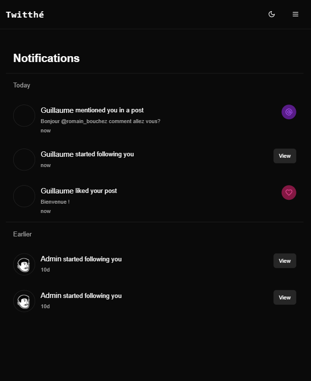 Twitthé Notifications