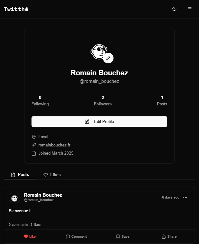 Twitthé User Profile